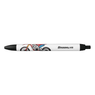Red dirt bike motorcycle black ink pen