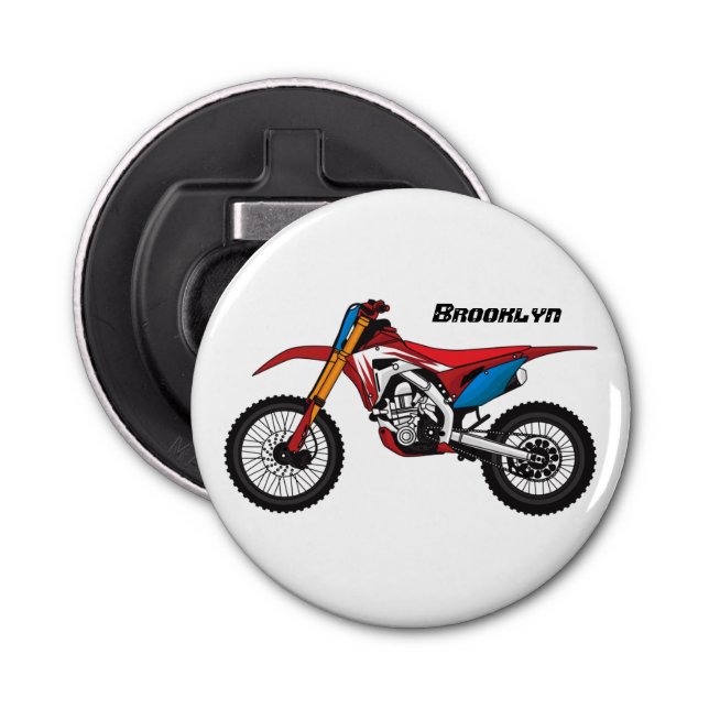 Red dirt bike motorcycle bottle opener (Front)