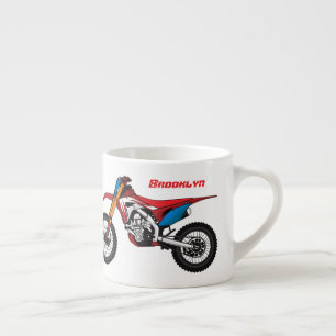 Red dirt bike motorcycle espresso cup