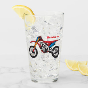 Red dirt bike motorcycle glass
