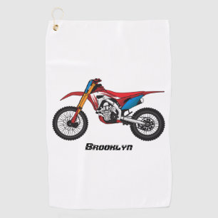 Red dirt bike motorcycle golf towel