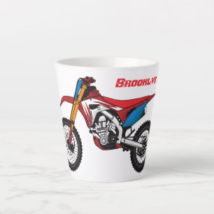 Red dirt bike motorcycle  latte mug