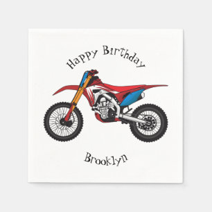Red dirt bike motorcycle napkin