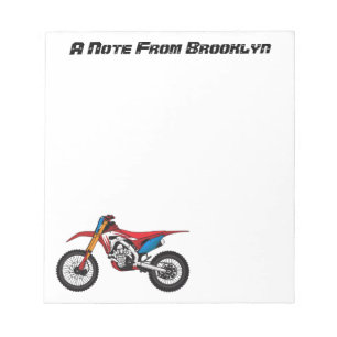 Red dirt bike motorcycle notepad