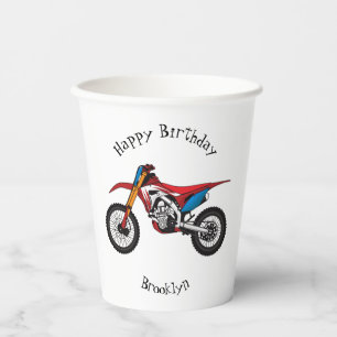 Red dirt bike motorcycle paper cups