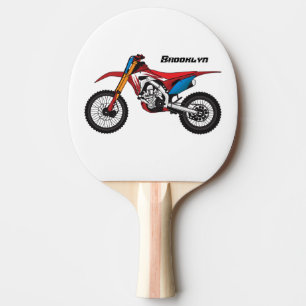 Red dirt bike motorcycle ping pong paddle
