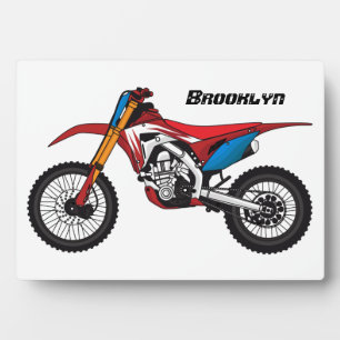 Red dirt bike motorcycle plaque