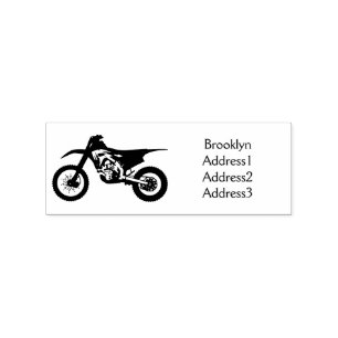 Red dirt bike motorcycle rubber stamp