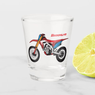 Red dirt bike motorcycle shot glass