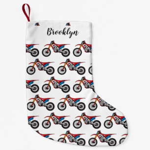 Red dirt bike motorcycle small christmas stocking