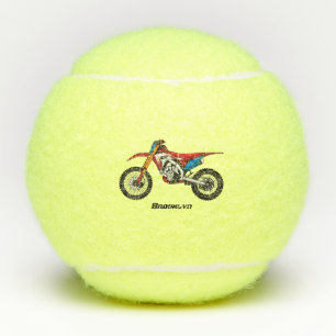 Red dirt bike motorcycle tennis balls