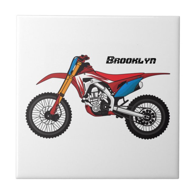 Red dirt bike motorcycle tile (Front)