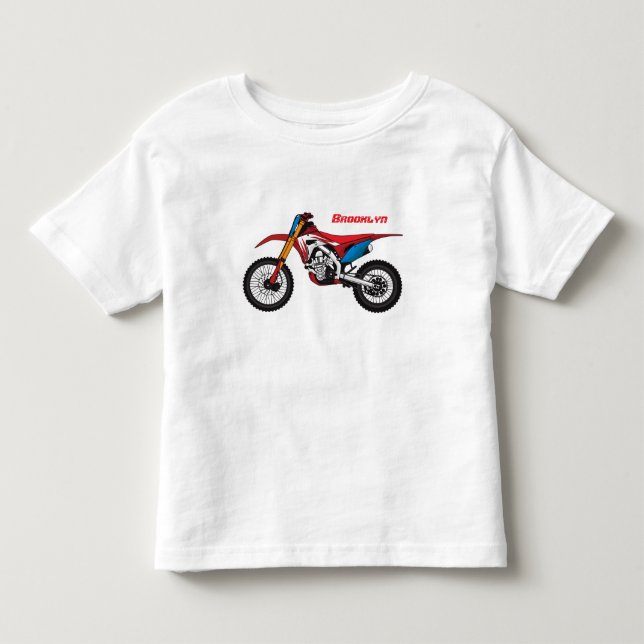 Red dirt bike motorcycle toddler T-Shirt (Front)