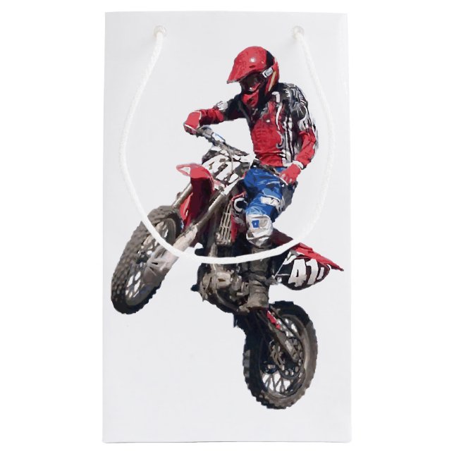 Red Dirt Bike Small Gift Bag (Back)