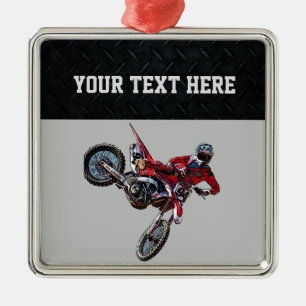 Red Dirt Bike Sports Boy Christmas Boy Metal Tree Decoration
