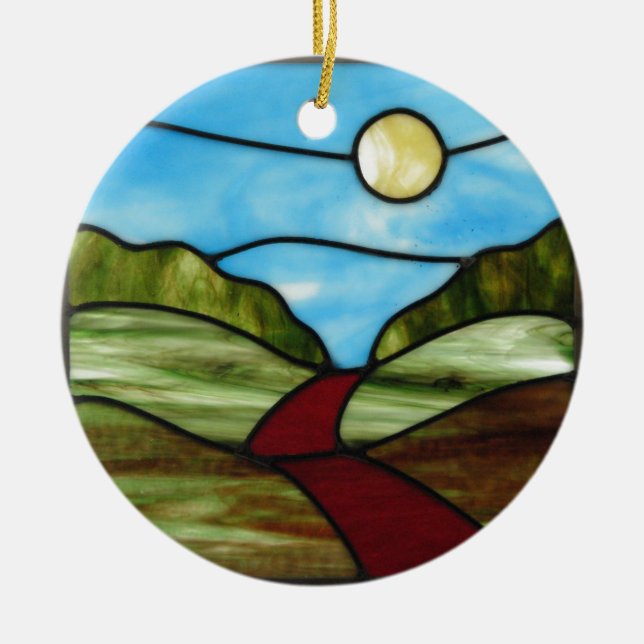 Red Dirt Road in PEI Summer Ceramic Tree Decoration (Front)