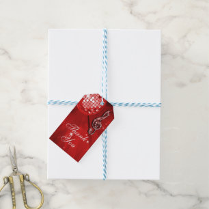 Red Disco Ball and Heels 65th Birthday Gift Tags