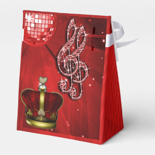 Red Disco Ball, Music Notes and Crown Favor box