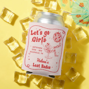 Red Disco Rodeo Cowgirl Bachelorette Weekend Can Cooler
