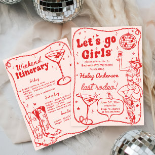 Red Disco Rodeo Cowgirl Bachelorette Weekend Invitation