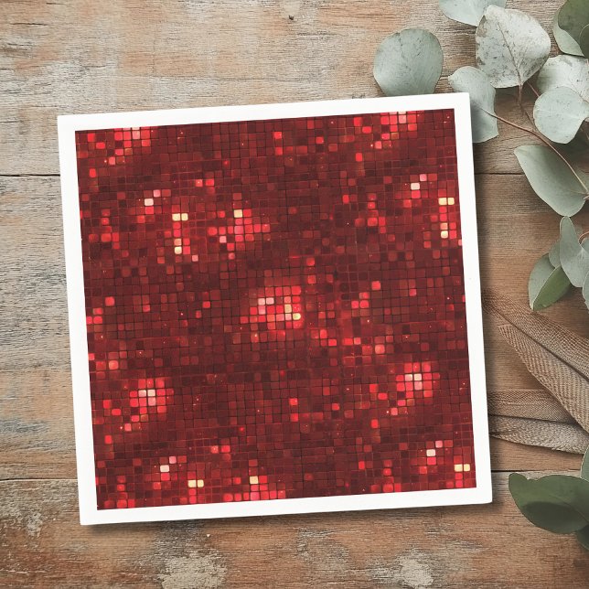 Red Disco Style Squares Valentine Pattern Napkin (Creator Uploaded)