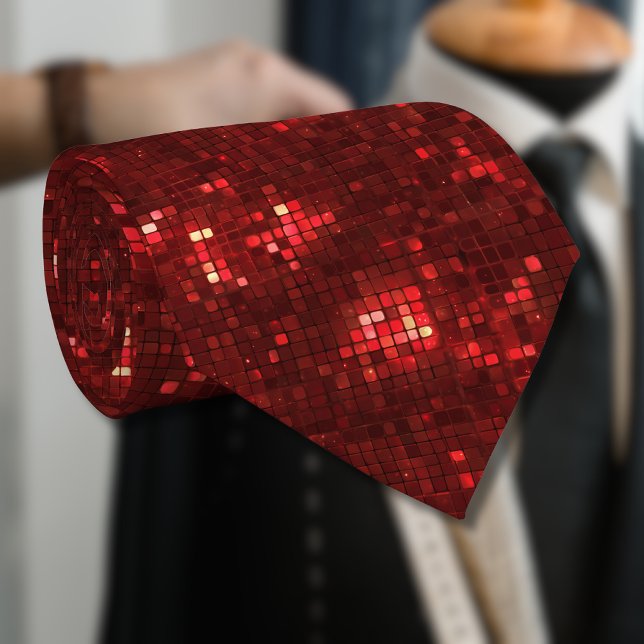 Red Disco Style Squares Valentine Pattern Tie (Creator Uploaded)