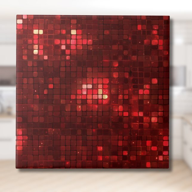 Red Disco Style Squares Valentine Pattern Tile (Creator Uploaded)