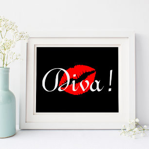 Red Diva Kiss Poster