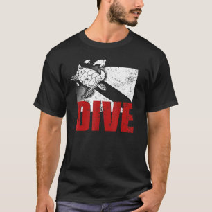 Red Dive Flag Turtle Rescue DIver Scuba Diver T-Shirt