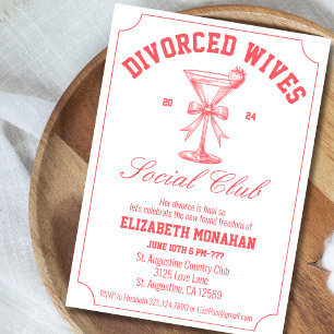 Red Divorced Wives Social Club Divorce Party Invitation