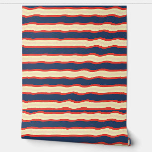 Red Dk Blue Creme Wavy   Wallpaper