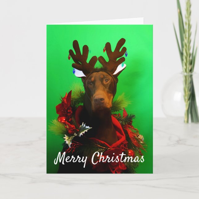 Red Doberman Christmas card (Front)
