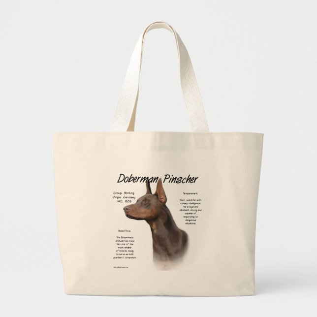 Red Doberman History  Large Tote Bag (Front)