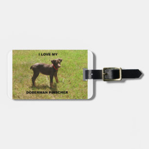 Red_doberman_love w pic luggage tag