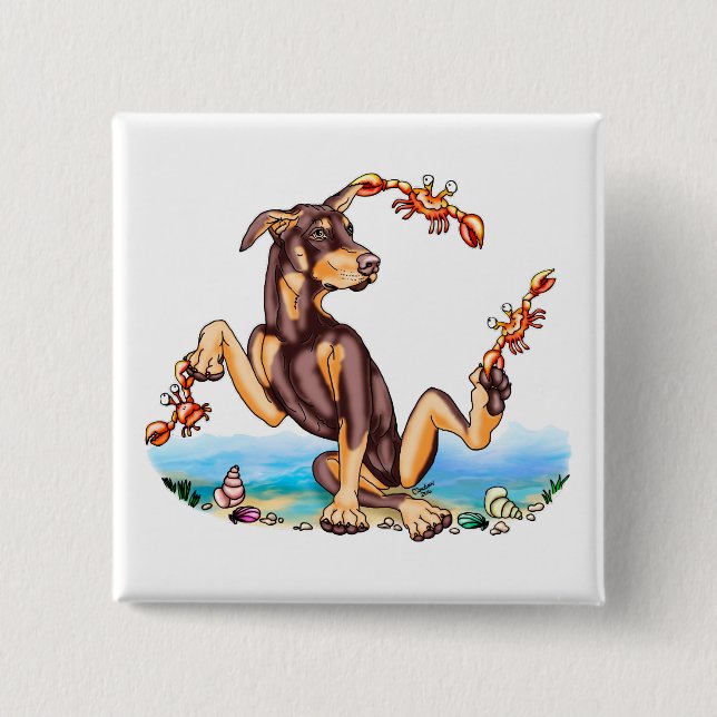 Red Doberman Pinscher Kinda Crabby Button (Front)