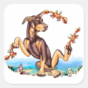 Red Doberman Pinscher Kinda Crabby Stickers