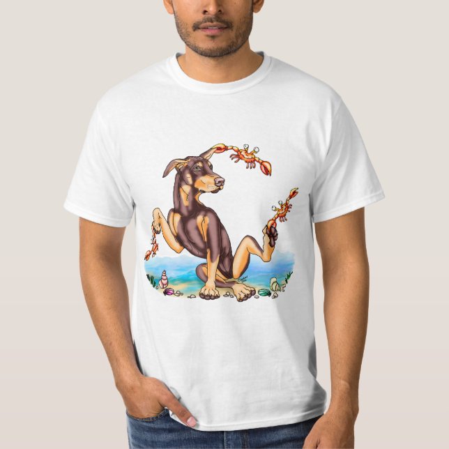Red Doberman Pinscher Kinda Crabby Tee Shirts (Front)