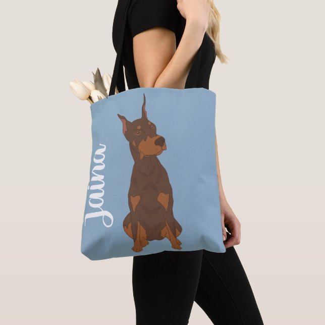 Red Doberman Pinscher Tote Bag (Close Up)