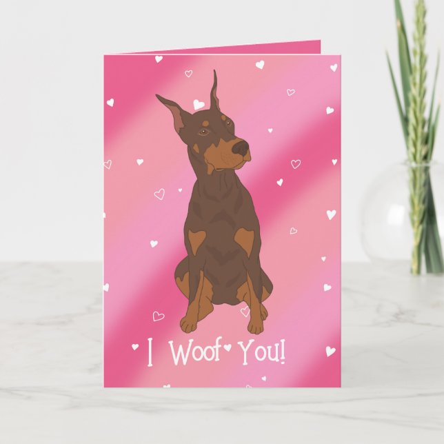 Red Doberman Pinscher Valentines Day  Thank You Card (Front)