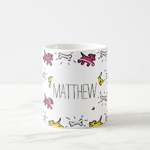 Red Dog Bone Graffiti Style Personalised Name Mug