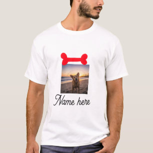 Red dog bone photo pet dog cat name simple gifts T-Shirt
