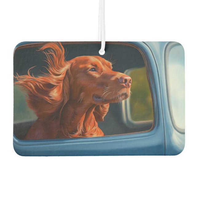 Red Dog Enjoying Scenic Car Ride Art Print Car Air Freshener (Front)