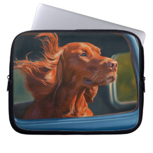 Red Dog Enjoying Scenic Car Ride Art Print Laptop Sleeve