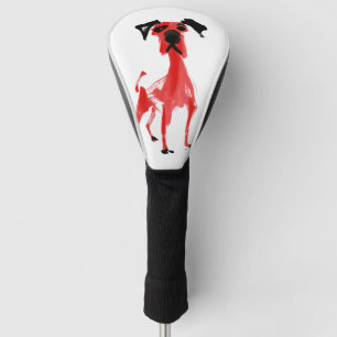 Red Dog   Expressive Red & Black Dog Art Golf  Head Cover