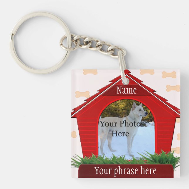 Red Dog House Dog Custom Memorial Key Ring (Front)