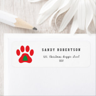 Red Dog Paw with Christmas tree