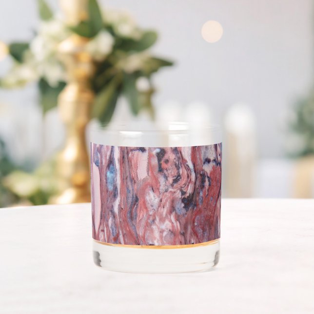 Red Dolomite Mineral Stone Pattern Whiskey Glass (Insitu (Wedding))