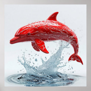 🐬 Red Dolphin Ocean Bold Coastal Decor