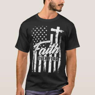 Red Dom Shirt Faith Over Fear Usa Flag Patriotic 