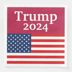 Red Donald Trump 2024 American Flag Napkin